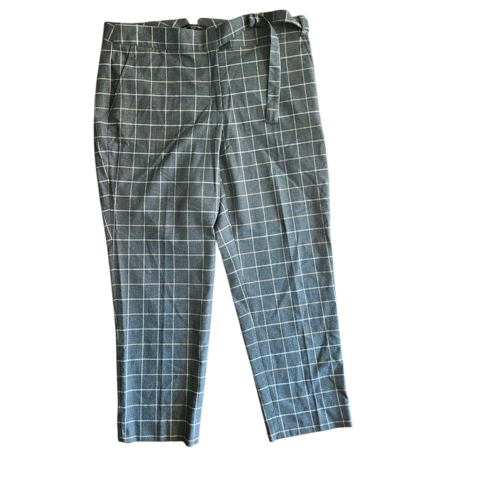 Banana Republic Women's Gray and White Plaid Pants